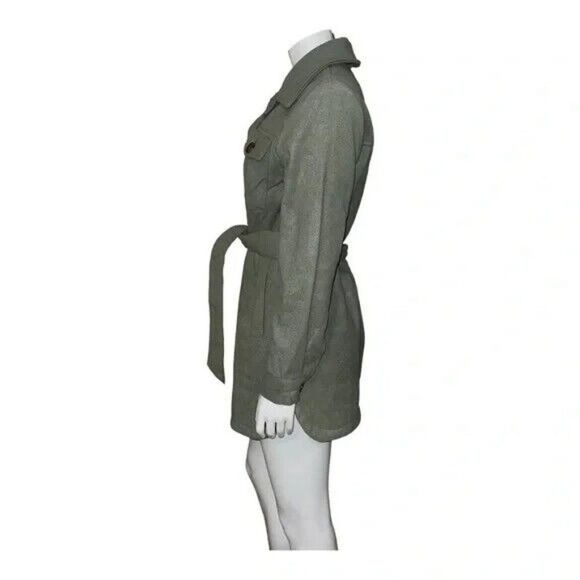 Steve Madden Juniors Belted Shirt Jacket Moss Green Plus Size 1X New - Picture 5 of 9